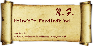 Molnár Ferdinánd névjegykártya